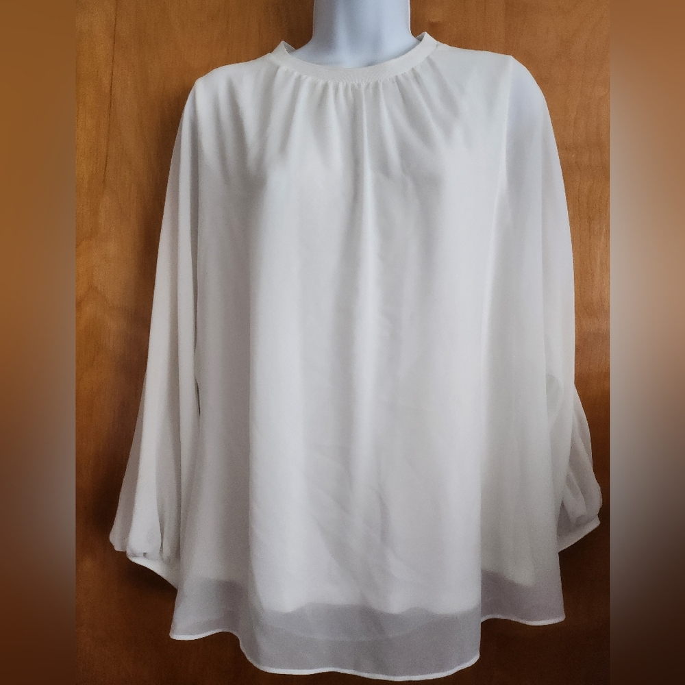 Zara White Blouse Viscose/ Polyester